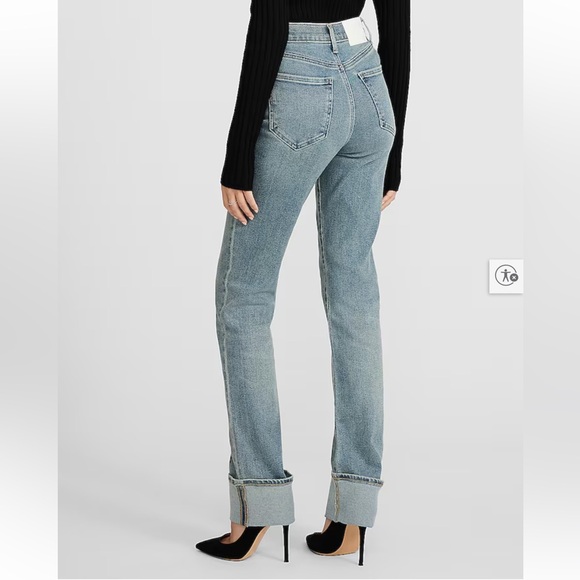 Express High Waisted Cuff Jeans - Picture 2 of 9